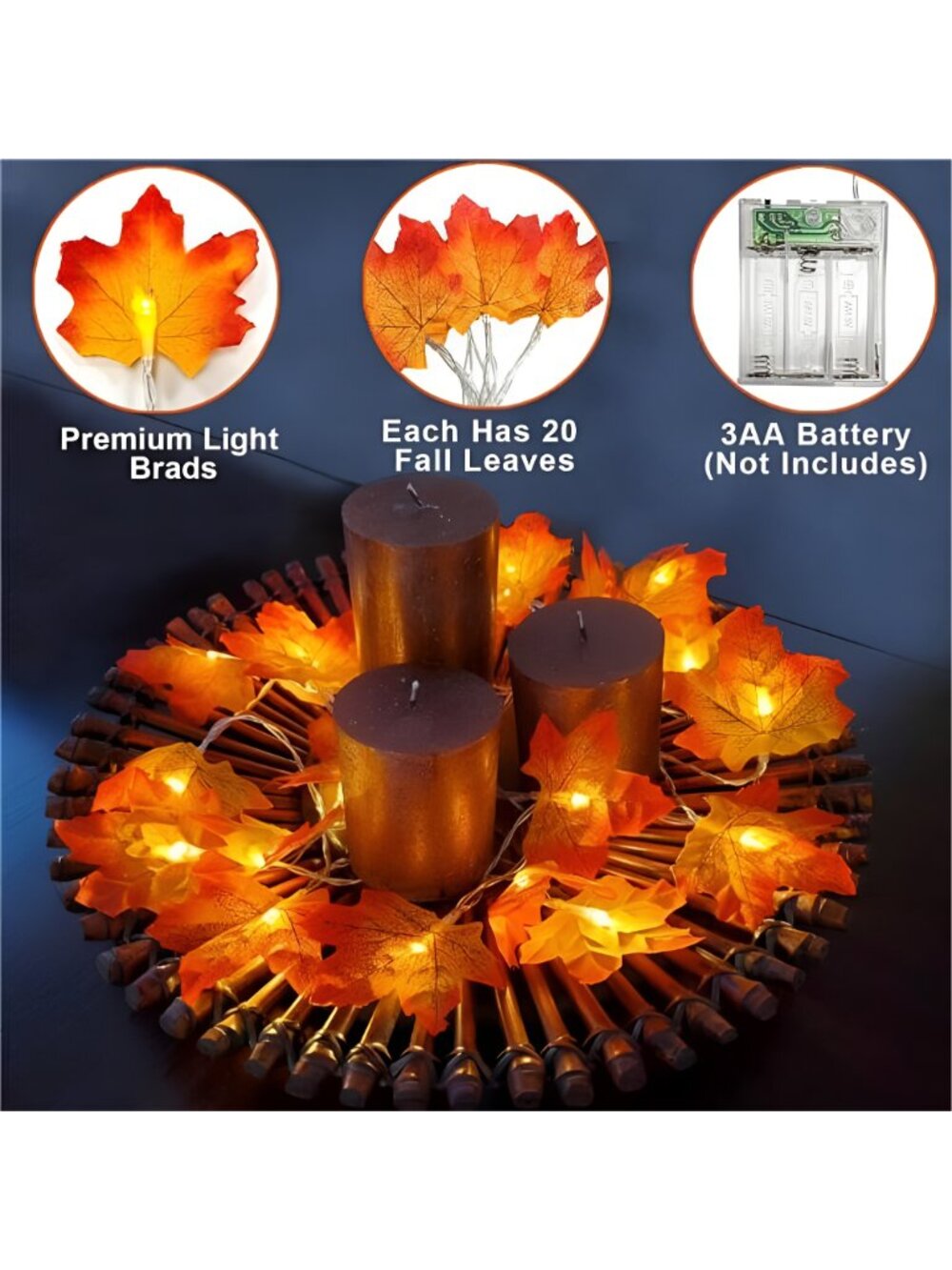 2 Pack Fall Decor Enlarged Maples Leafed Halloween Fall Decorations - Picture 3 of 7